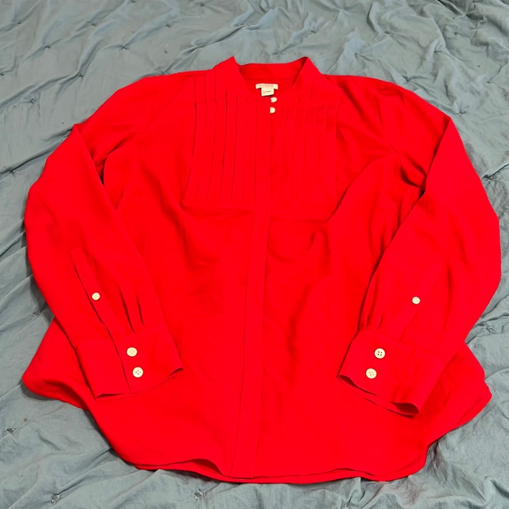 J.Crew Red tuxedo shirt